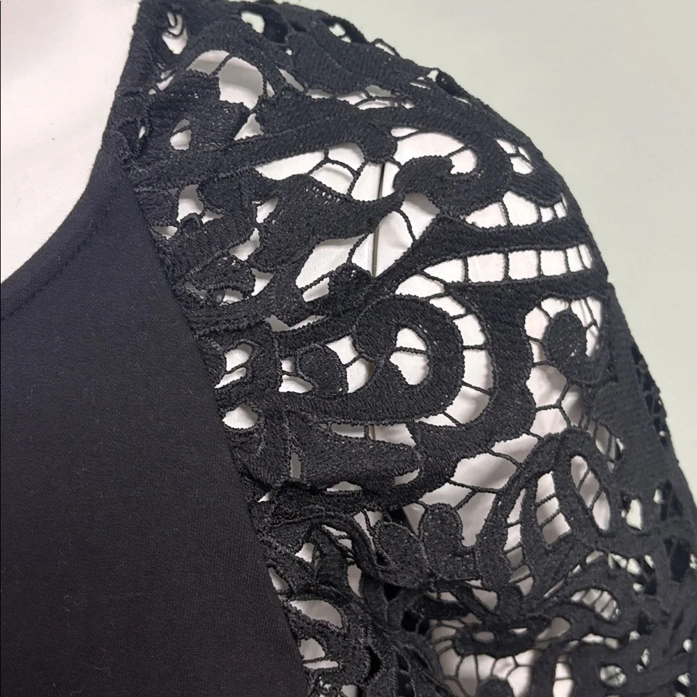 ANTHROPOLOGIE Dolan Black Lace Sleeve Top Petite Medium